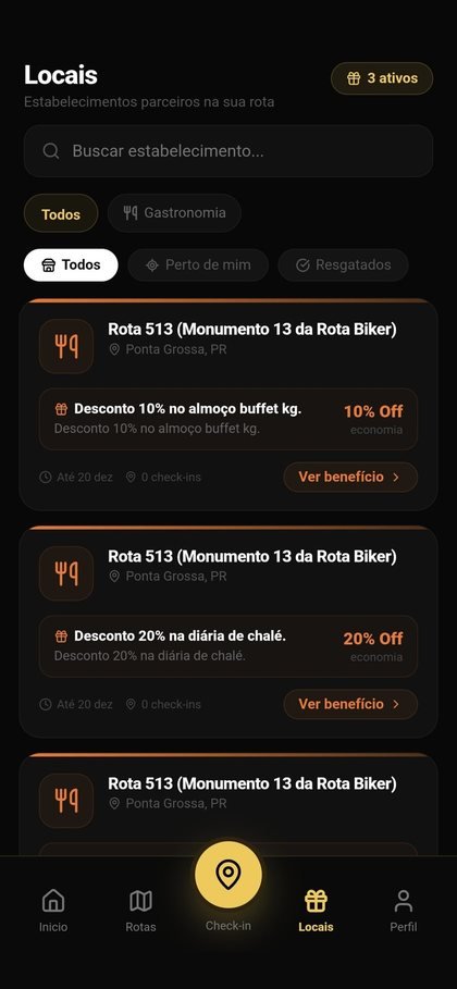 Benefícios disponíveis no Rota Nacional